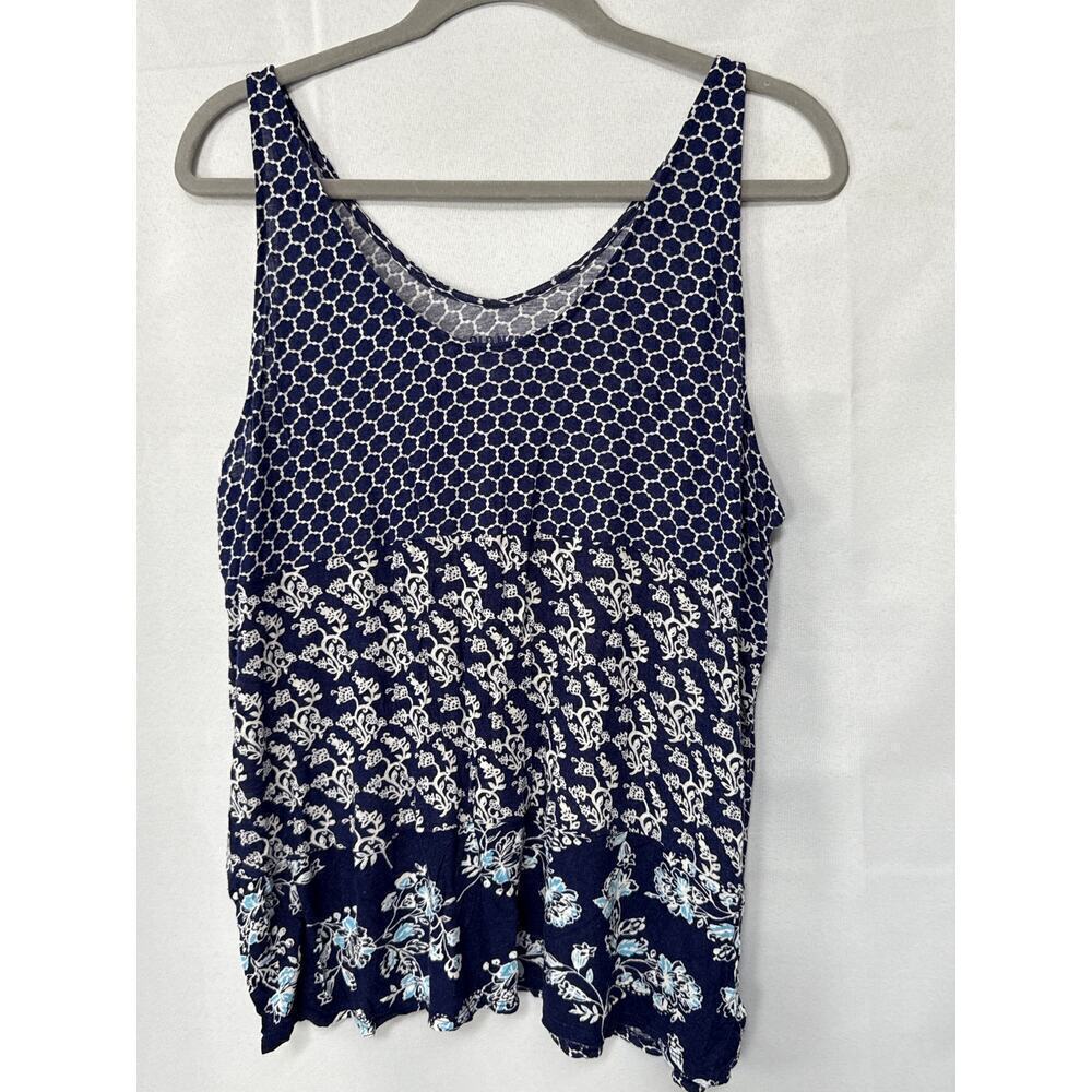 Women’s Old Navy Blue Floral Patterned Tank Top Sz XL